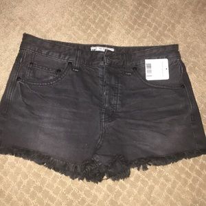 Free people black highwasted jean shorts